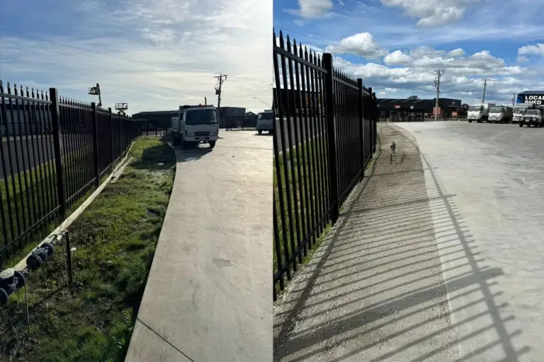 A before and after photo of a site preparation and rock lay by Envirodig